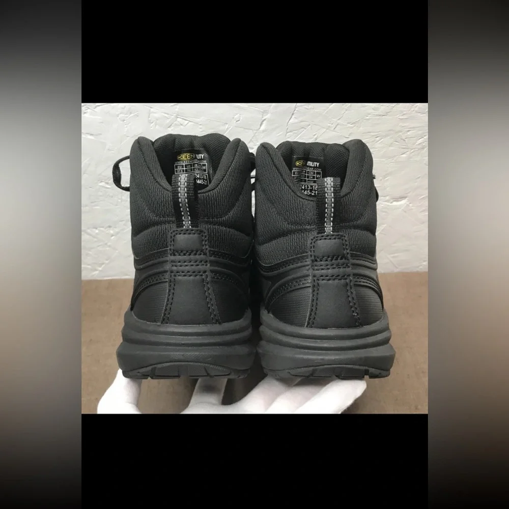 *Read Keen Utility Vista Energy Mid Women's 7W Black Work Boots Carbon Toe